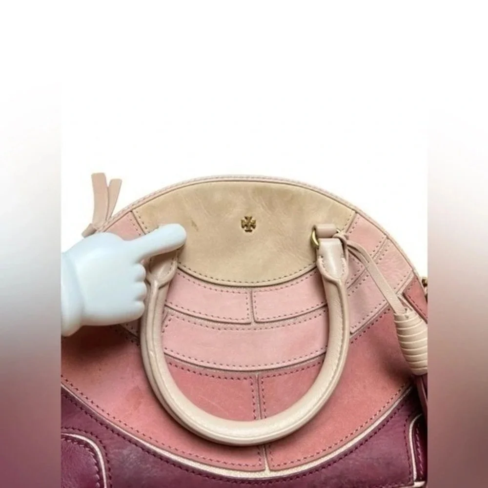 Tory Burch Seashell Patchwork Dome Satchel Crossbody Bag Tassel Purse Bag